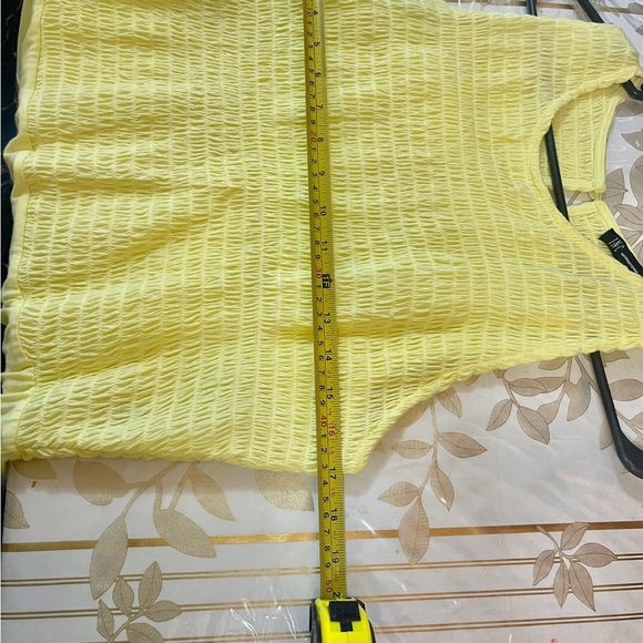 INC INTERNATIONAL CONCEPT Riviera Peplum Top Yellow Pear Size L Stretch - Picture 4 of 6